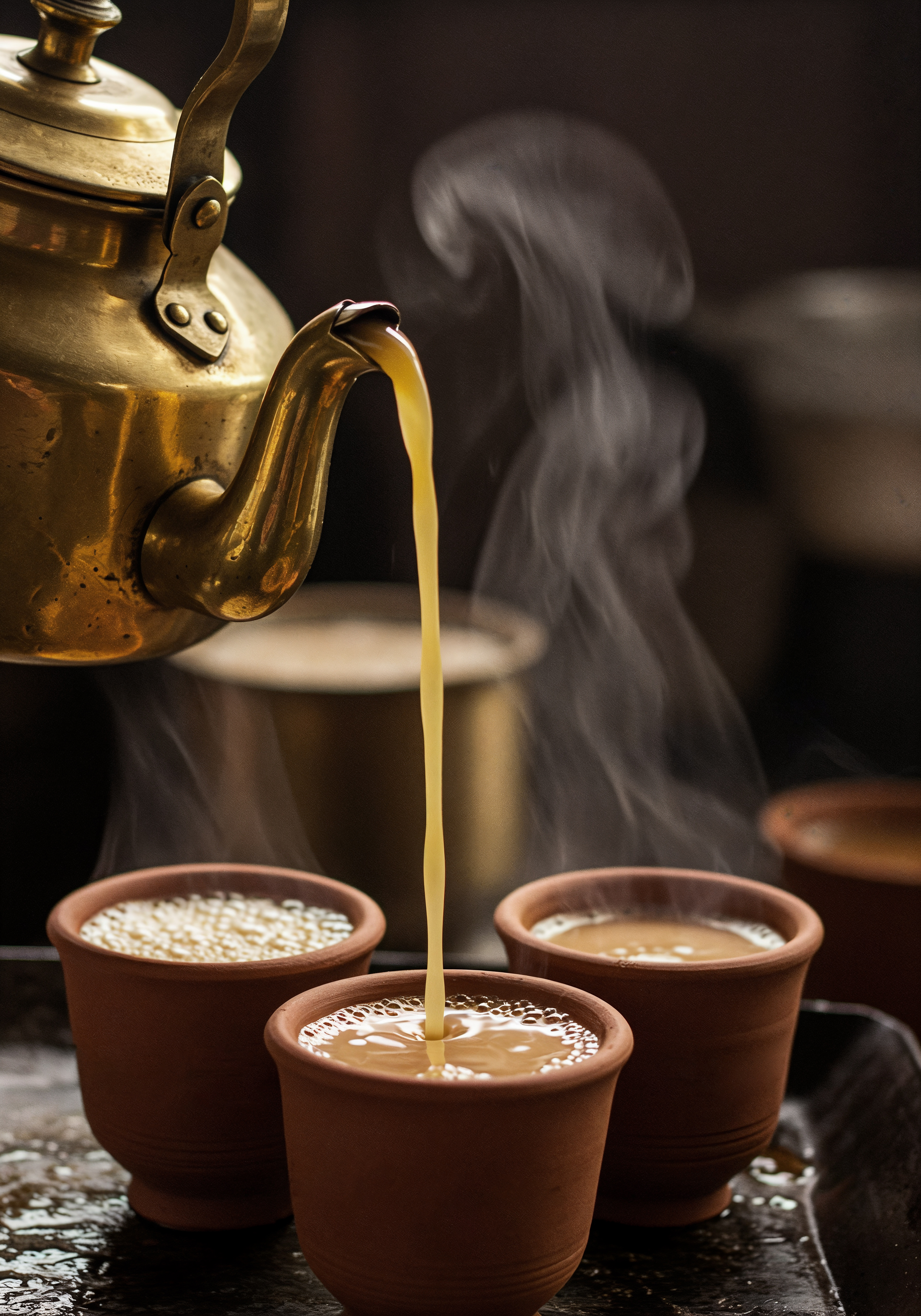 pouring-tea-into-clay-cups